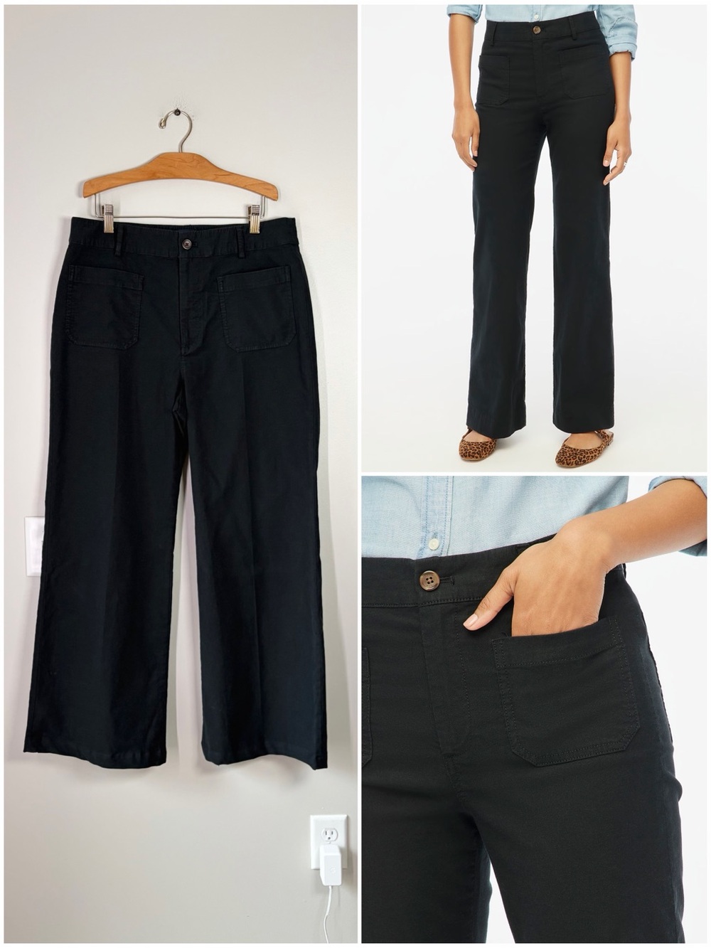 J. Crew Black Stretch Lizzie Wide Leg Pants Career Work Wear Office Comfort